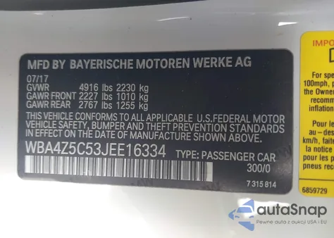 2018 BMW 440I from USA, damaged, VIN WBA4Z5C53JEE16334